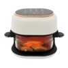 4L 900W Air Fryer, Adjustable Temperature 140-374℉, Glass Air Fryer w/LED Screen and Basket, Mini Tabletop Fryer Oven for Frying and Baking Cakes, Chicken Wings, Fish, Meat, Vegetables (White)