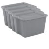 (4 Pack) 18 Gallon Large Storage Bin, Plastic Storage Container with Snap-On Lid, Gray