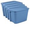 4 Pack 18 Gallon Plastic Storage Tote Bins With Snap On Lids Stackable Containers Blue