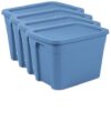 4‑Pack 18 Gallon Stackable Plastic Storage Tote Bin with Snap‑on Lid, Blue