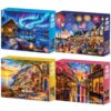 4 Pack 500 Piece Puzzles for Adults, Scenic Landscape Jigsaw Puzzle Set