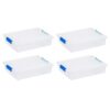 4 Pack 6 Qt Clear Plastic Storage Bins With Secure Latching Lids, Stackable Transparent Totes With Built-in Handles, Dustproof Moisture-proof Containers For Crafts, Toys, Pantry And Office Supplies