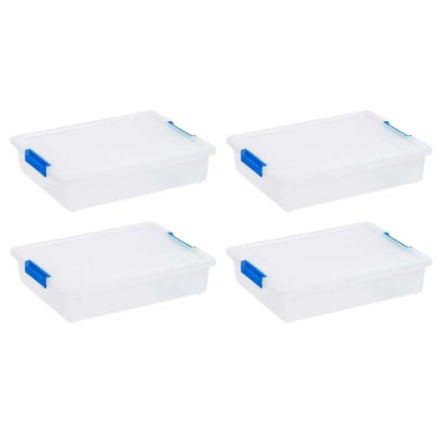 4 Pack 6 Qt Clear Plastic Storage Bins With Secure Latching Lids, Stackable Transparent Totes With Built-in Handles, Dustproof Moisture-proof Containers For Crafts, Toys, Pantry And Office Supplies