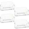 4 Pack Acrylic Business Card Holder for Desk, Desktop Business Card Stand, Clear Plastic Business Card Display Stand, Holds 30-50 Cards, Desktop Business Card Organizer for Office Home Exhibition