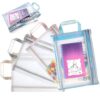4 Pack Colored Mesh Zipper Pouch Bags, Double-Layer Nylon Mesh Bags with Handle, 13 x 9.8 Inches A4 Size Puzzle Storage and Organization for Building Blocks Board Games Toys School Office Supplies