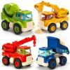 4 Pack Construction Truck Toys, Sandbox Vehicle Car Toy for Kids Toddler 3+