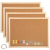 4 Pack Cork Board Bulletin Board Notice Pin Square Pin Wall Mounted Cork for Office Home and School, 15.7 x 12 Inches