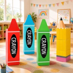 4 Pack Giant Crayon Pencil Classroom Decor, 47" Back to School Photo Props