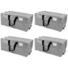 4‑Pack Heavy‑Duty Moving Storage Bags, Reusable Foldable Organizer Totes With Double‑Stitched Handles & Backpack Straps, Clear Tag Pocket For Dorm Home Relocation, Grey