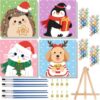 4 Pack Paint by Numbers Kit for Kids, Christmas Kids Paint by Number 8x8In