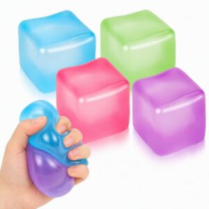 4 Pack Premium Big Block Stress Cube, 2" Slow Rising Sensory Squeeze Cube Filled with Thick Substance, Squishy Fidget Toy Classroom Prizes Party Favors for Adults Teens (4 Pcs)