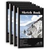 4 Pack Small Sketch Books 5.5 × 8.5 in, Spiral Bound, Black