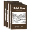 4 Pack Small Sketch Books, 5.5 × 8.5 in, Spiral Bound, Yellow-Brown