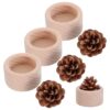 4pcs Beige Cylindrical Wood Essential Oil Diffuser for Home Office
