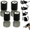 4PCS Cat Pattern Self Inking Stamps Set Round Halloween Cat Design with Black Ink, Mini Kitten Stamps for Cards Treat Bags Scrapbooking Crafts, Great Teacher Rewards & Journal Decor