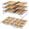 4 PCS Cooling Racks for Baking, Stackable Collapsible Cookie Cooling Rack Set, Carbon Steel Wire Baking Holder with Foldable Legs, Space Saving Kitchen Organizer for Baked Goods and Batch Prep