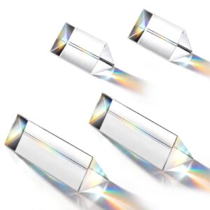 4PCS Crystal Triangular Prisms 2" /4" Light Clear Triple Prism Optics Kits