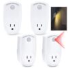 4 Pcs Motion Sensor Outlets, PIR Motion Sensor Light Socket, Indoor Light Control Smart Socket, 120° Wide Angle and 19.7 ft Range, Electrical Outlet Switch for Rooms, Corridors, Garages