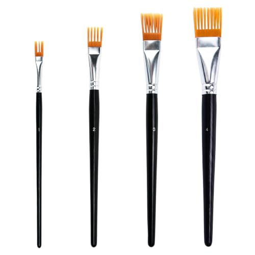 4 Pcs Paint Brush Comb Set, Professional Grainer Art Brushes for Watercolor, Acrylic, Gouache, Oil, Nylon Bristles Painting Brushes for Artists Painting Faces, Greeting Cards, Stones