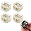 4Pcs Pencil Sharpener Handheld, Dual Hole Manual Pencil Sharpener with Lid & Shavings Container, Colored Sharpeners for Kids Students School (White)
