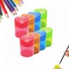 4 Pcs Pencil Sharpeners with Lid, 2025 New Dual Holes Compact Colored Handheld Pencil Sharpener, Multicolor Little Sharpener Suitable for Crayons Pastel Colouring Liners Pencils (Circle-8 PCS)