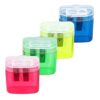 4 Pcs Pencil Sharpeners with Lid Dual Hole Pencil Sharpener Compact Colored Pencil Sharpeners with Shavings Collector for Classroom Back to Home Office