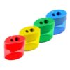 4 Pcs Pencil Sharpeners with Lid Dual Holes Compact Colored Handheld Pencil Sharpener Sharpener Plastic Sharpener for Adults Students Home Office (Oval)