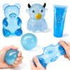 4Pcs Squishies Fidget Toys,Gummy Bear Toys Stress Bear Squishy Balls,Sugar Filled Squishy Toys,Anxiety Relief & Focus Toy for Office & Party Favors, Christmas Halloween Easter Gifts