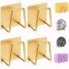 4pcs Stainless Steel Sponge Holder, SUS304 Rustproof Kitchen Sink Gold Caddy, Adhesive Wall Mount Soap Dispenser & Cleaning Sponge Rack with Drainage, Space-Saving Organizer for Kitchen & Bathroom
