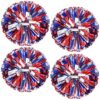 4Pcs Upgraded 12inch Metallic Cheerleading Pom Poms, HOLENGS Cheerleader Pompoms Cheer Poms for Kids Adults, Cheering Squad Pompoms for School Sports Games Dance Party (Blue and Red and Sliver)