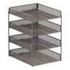 4 Piece Black Metal Stackable Paper Tray