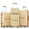 4 Piece Expandable Hardside Luggage Sets with Carry On Spinner Wheels，White