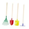 4 Pieces Children Garden Rake Kids Garden Tool Set Spade Turning Rake Leaf Rake Wooden Handle Metal Comfortable Suitable for Gift Giving Home