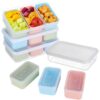 4 Set Snack Containers with 3 Removable Compartments, Stackable Snack Boxes, Reusable Food Storage Containers with Lids, Meal Prep Boxes for Fridge, Dishwasher, Microwave, Home, Office, Travel