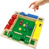 4 Sided Shut The Box Game Wooden Shut The Box-Wooden Dice Board Game for 2-4 Players Classics Tabletop Version for Classroom, Party, or Pub Night Entertainment