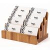 4 Tier Acacia Wood Business Card Holder,Desktop Business Card Display Stand