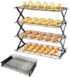 4 Tier Collapsible Stainless Steel Cooling Rack,16"x10" Stackable X Frame