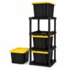 4 Tier Heavy Duty Tote Rack for 27 Gal Bins, Garage Vertical Storage Black