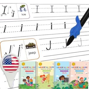 4 Trace Trek Workbooks - Magic Grooved Writing Practice, English, Small