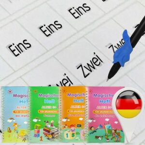 4 Trace Trek Workbooks - Magic Grooved Writing Practice, German, Small