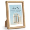 4x6 Picture Frame, USA-Sourced Oak Wood Photo Frame with Contrasting Single-Dowel & Curved Profile, Handcrafted 4x6 Wooden Frame Matted to 3.5x5 with HD Tempered Glass for Wall and Tabletop