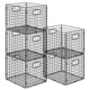 5-Pack Metal Milk Crate for Storage, Large 40qt Stackable Collapsible Storage Bins with Handle, Heavy Duty Storage Baskets for Shelves, Folding Basket Organizer for Car, Garage, Home, Camping, Office