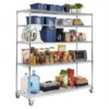 5-Tier Garage Shelving Storage Metal Wire Shelving with Wheels 250KG
