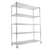 5-Tier Storage Shelves with Wheels 60in L x 24in W x 79in H, 331 lb per