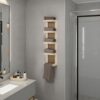 5-Tier Wall Towel Rack with Shelves for Bathroom, Natural Oak