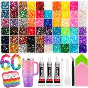 50000Pcs 60 Colors Bedazzling Kit with Rhinestones 3mm Bedazzling Gems