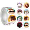 500 PCS Animal Stickers 1in Cute Cartoon Cat Sticker Roll 8 Designs Cat Expression Self-Adhesive Gift Tags for Classroom Reward Scrapbook Journal Envelope Supplies