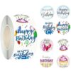 500Pcs Birthday Stickers Rolls 1in Waterproof Happy Birthday Sticker Roll 8 Design Self-Adhesive Stickers for Invitations Cards Gifts Scrapbook Journal Envelope Decorations