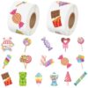 500Pcs Candy Sweet Treat Stickers Roll 1 Inch Christmas Candy Sticker