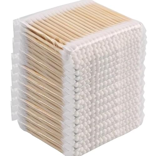 500 Pcs Cotton Swabs, 3 Inch Double Heads Wooden Sticks Disposable Soft Ear Swabs,Durable Travel Size Round Lint-Free Cotton Swabs for Art & Crafts,Nails,Ear Care,Makeup,Detail Cleaning